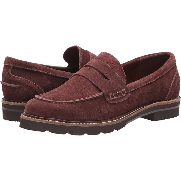 Anne Klein Womens Brown Rubber Low Chunky Heel Rounded Toe Emmylou Loafer Flat - Picture 7 of 8